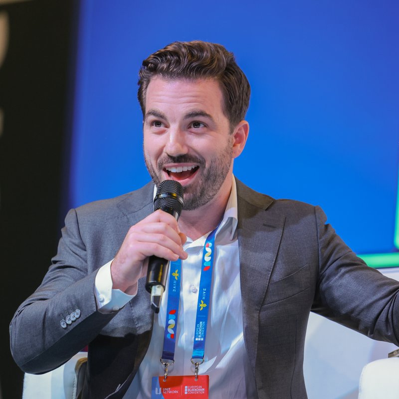 Josh Bubar, Managing Partner at Velox Trading Group, speaking at a digital assets conference